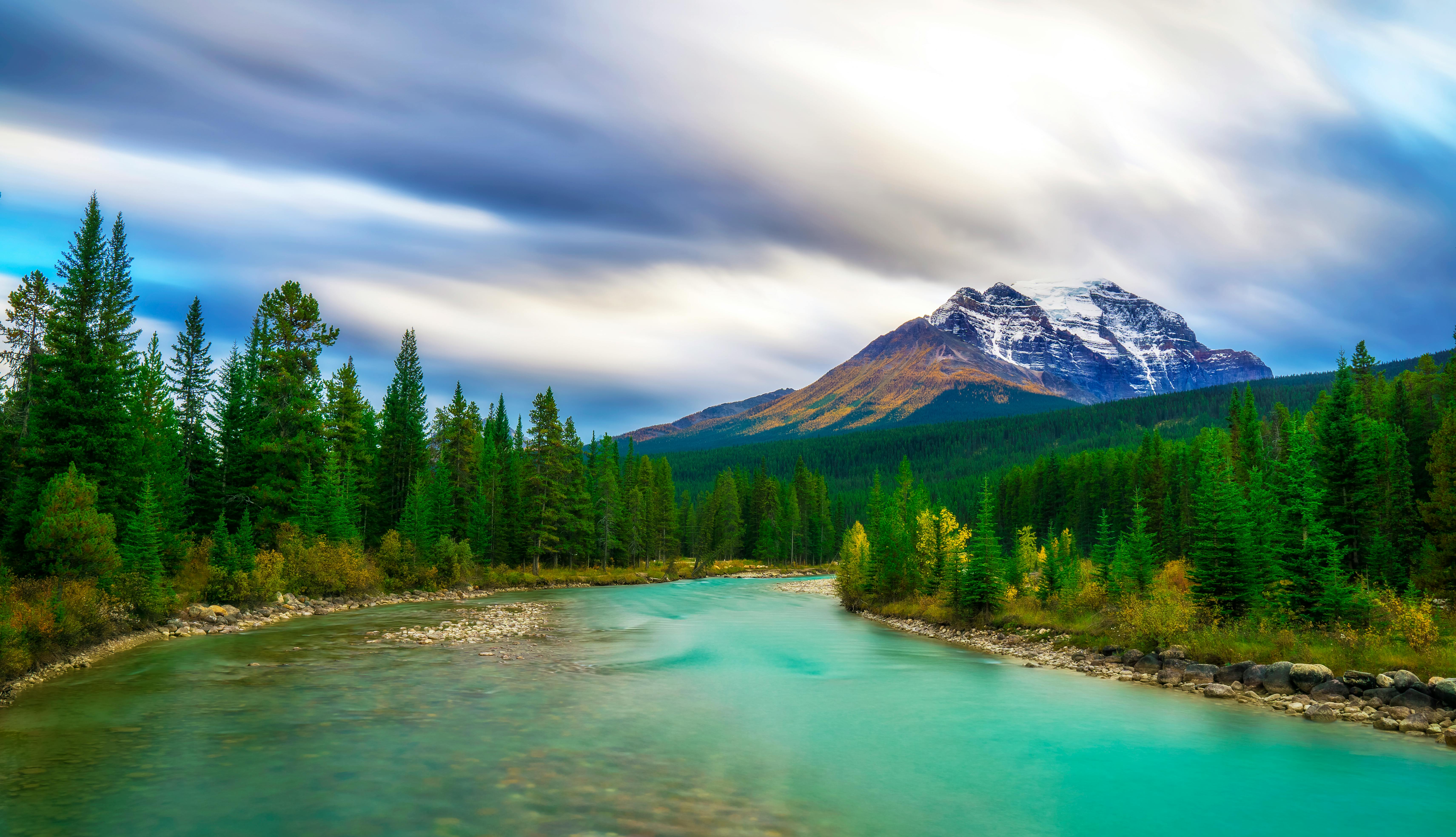 Beautiful River Mountains Trees Jungle Slope Nature Clouds Wallpaper  Background 4K HD Nature Wallpapers | HD Wallpapers | ID #116251