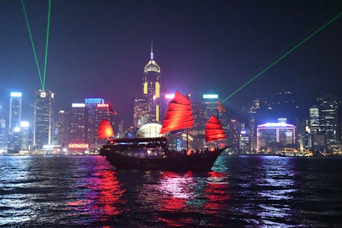 Free stock photo of hong kong, laser light show