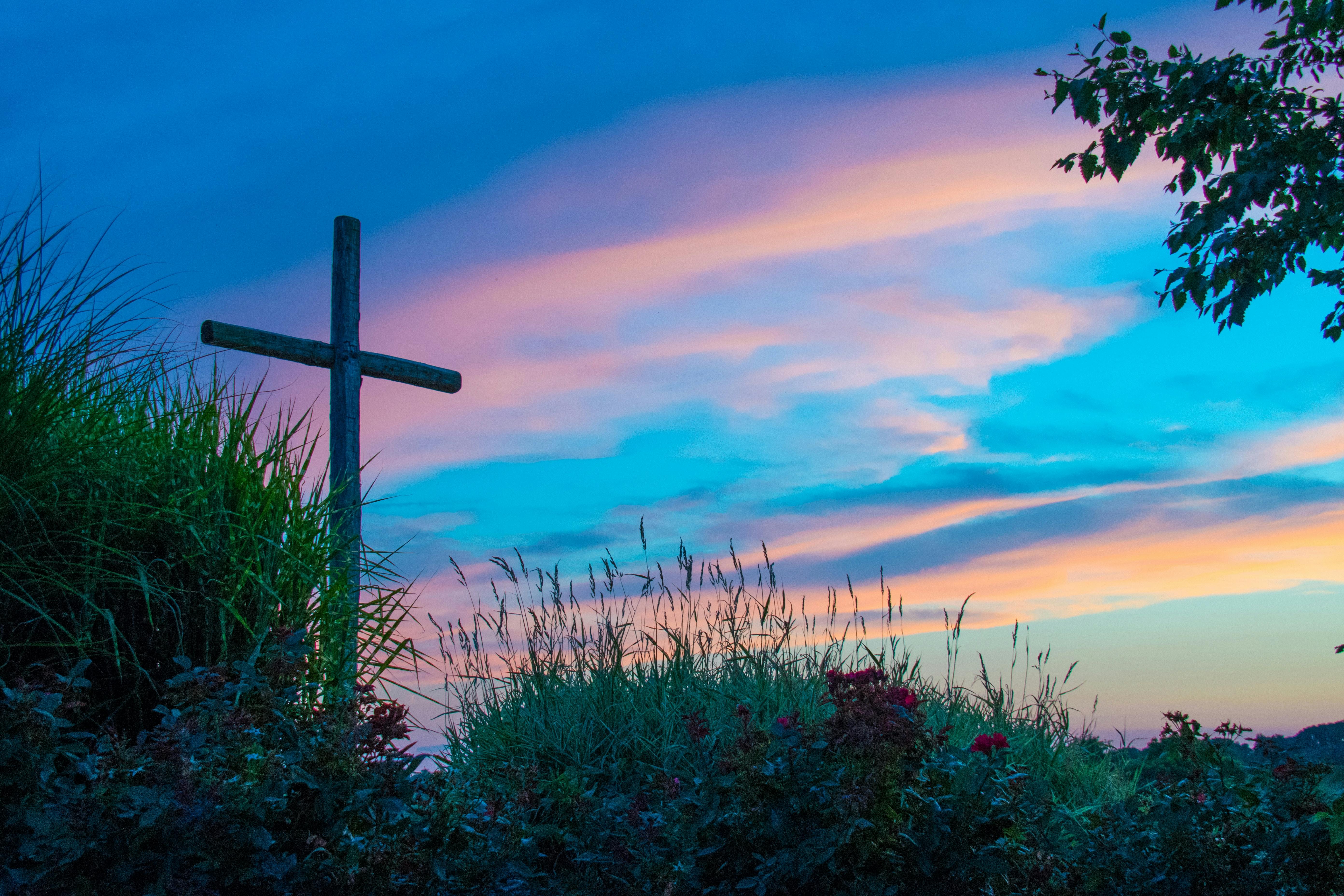Free stock photo of cross, sunset