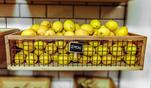 Lemons Inside A Wooden Crate