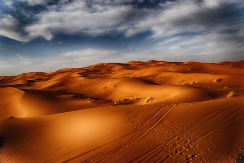 Sand Dunes Under a Cloudy Sky