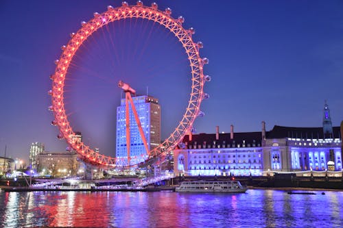 Kostnadsfri bild av London Eye, nattfotografering