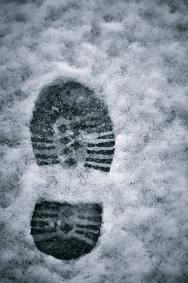 Shoe Mark On Snowy Ground