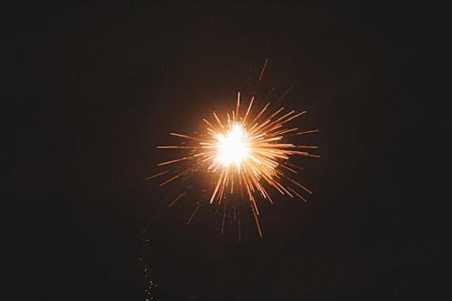 Bright firework illuminating dark sky