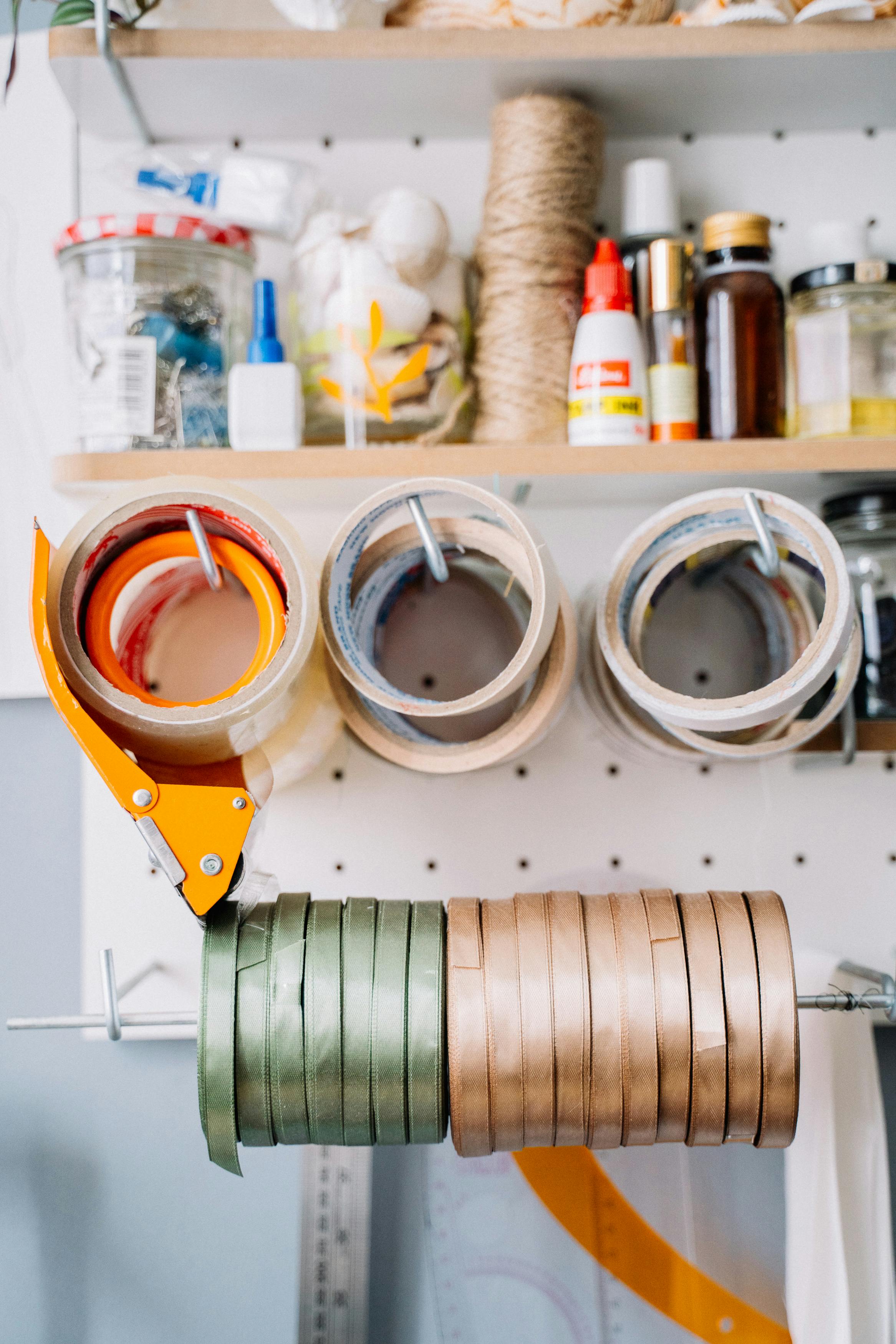 close up of tape used for sewing and ribbons