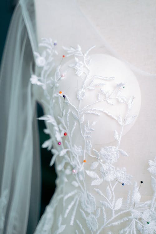 Free Close-Up Shot of a Wedding Dress Stock Photo