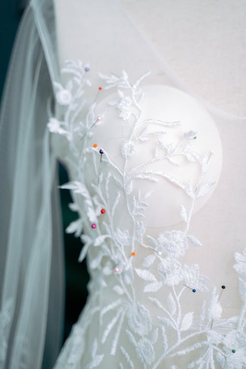 Close-Up Shot of a Wedding Dress