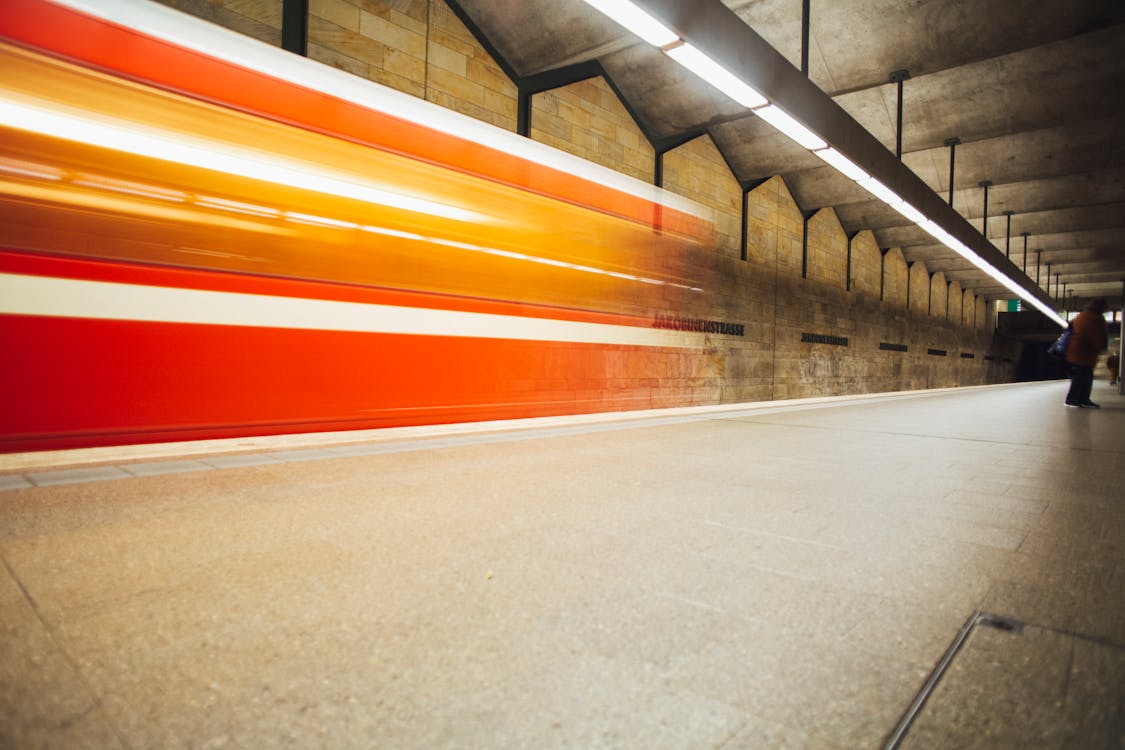 Long Exposure Shot of a Train Passing the Subway