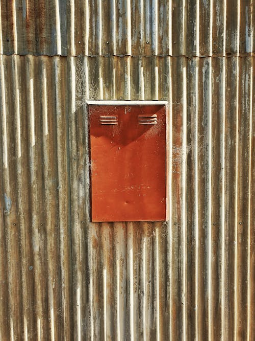 Free stock photo of corrugated, corrugated iron, red metal door