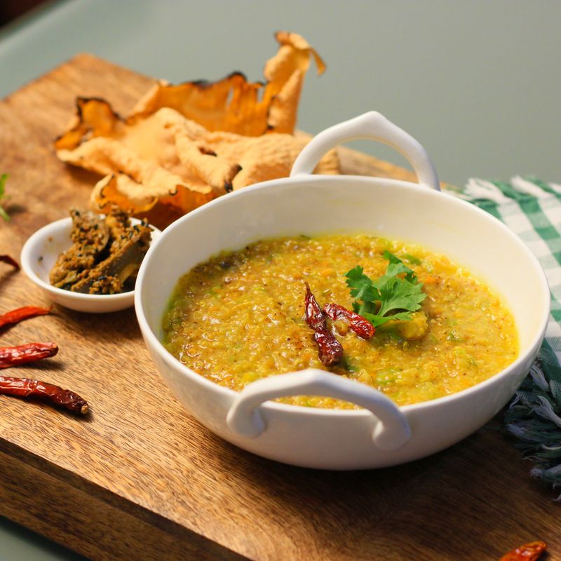 Indian Coriander Lentil and Shrimp Chowder
