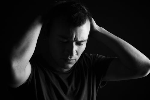 Free Grayscale Photo of a Distressed Man  Stock Photo