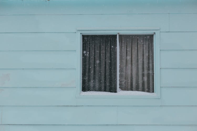 Facade Wall Of Suburban House In Winter