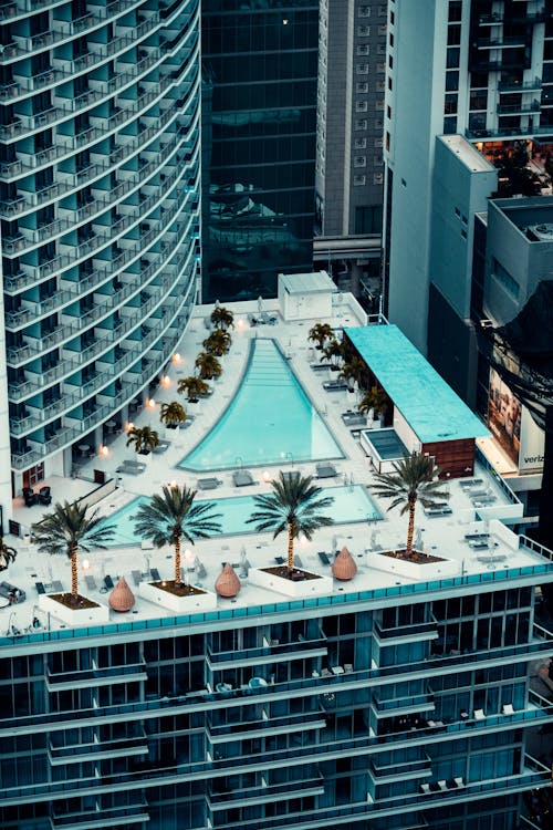 Free Roof Top Swimming Pool on Building  Stock Photo