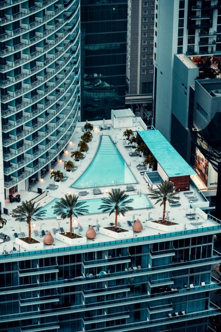 Resort-style rooftop pool in Coco Beach area Playa del Carmen