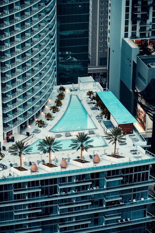 Free Roof Top Swimming Pool on Building Stock Photo