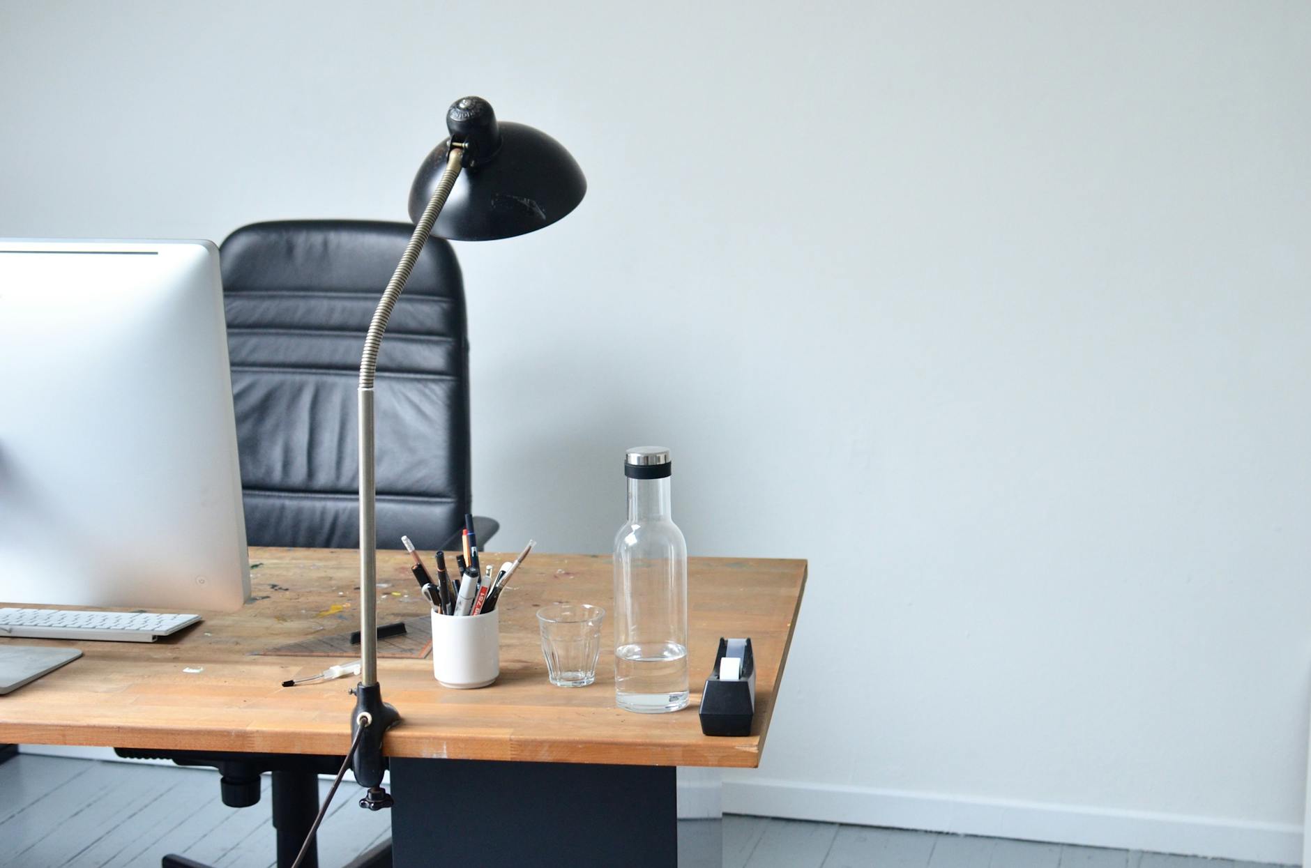 Modern minimalistic workplace in light room
