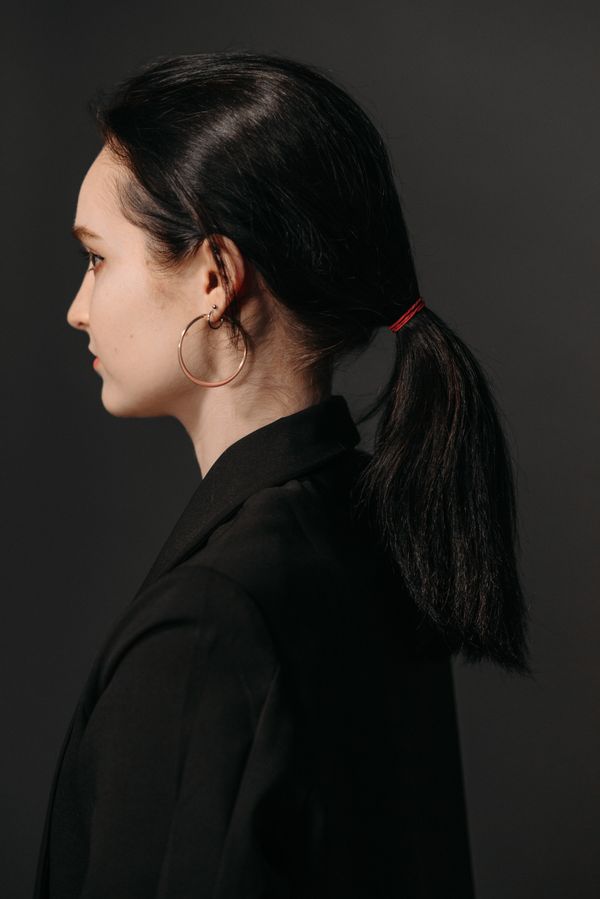 Textured ponytail with wrapped base