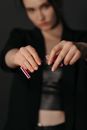 A Woman Breaking a razor