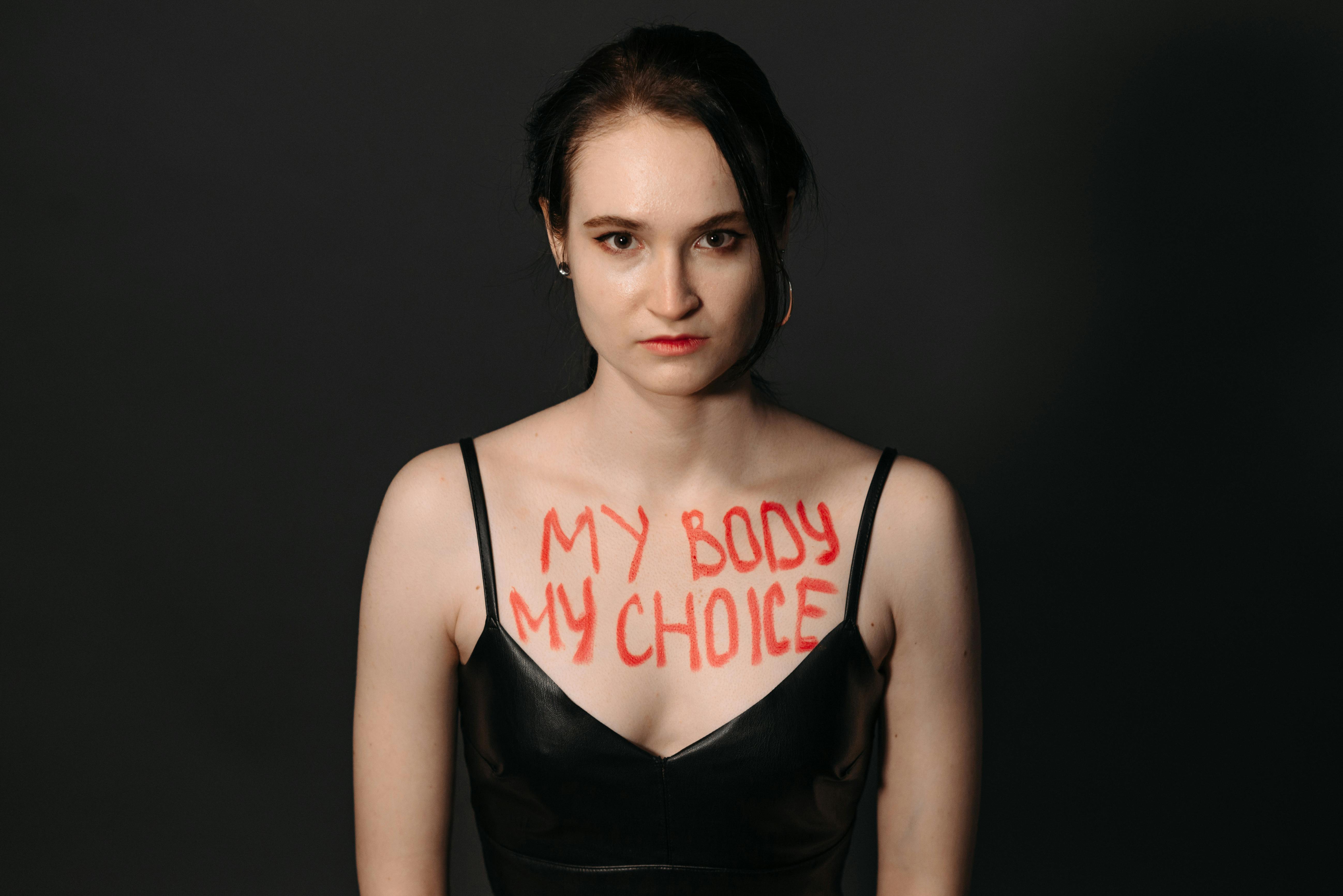 message written on woman s chest