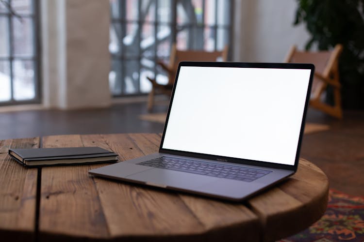 Open Modern Laptop With Blank Mockup Screen