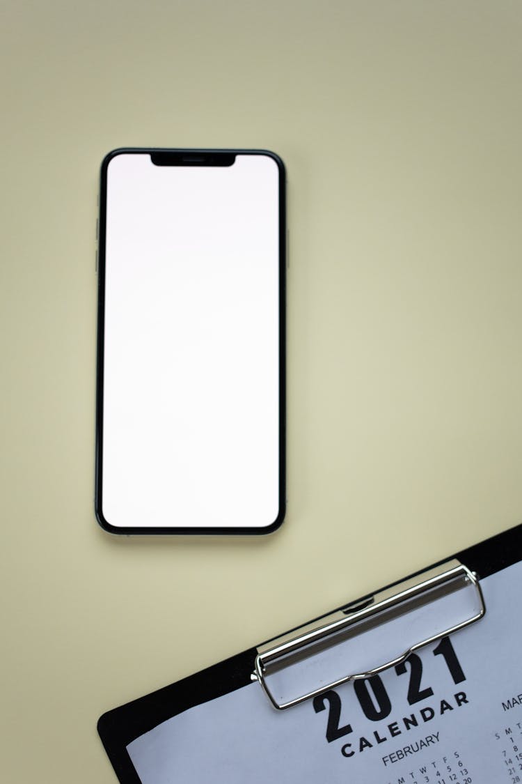 Smartphone With Blank Screen And Calendar