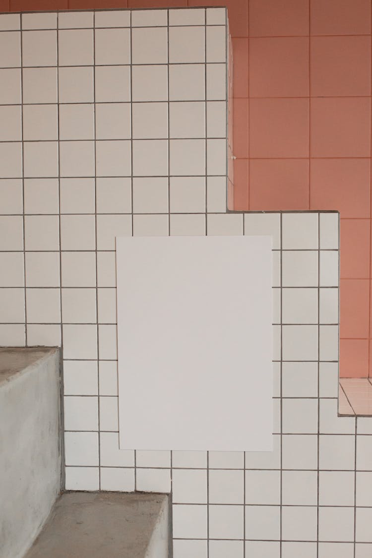 Blanc Paint Placed On White Tile Wall