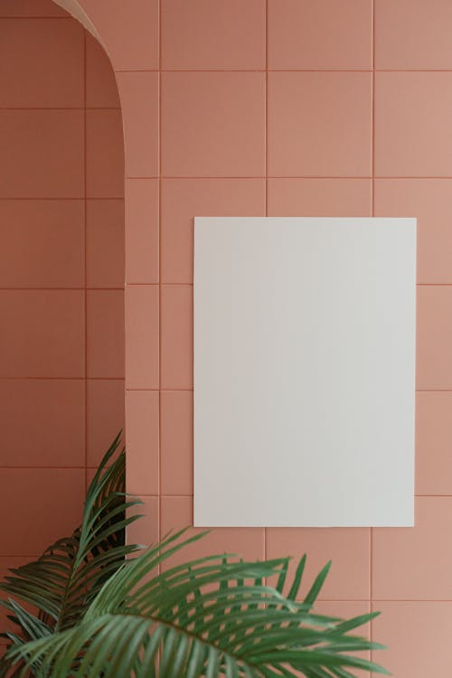 Free White board on wall near plant Stock Photo