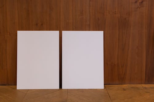 White canvases on floor in room