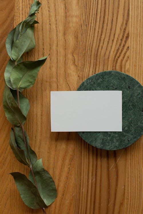 Empty business card on round board