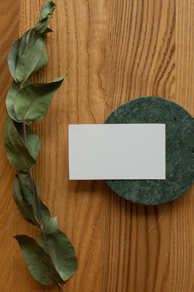 Empty Business Card On Round Board
