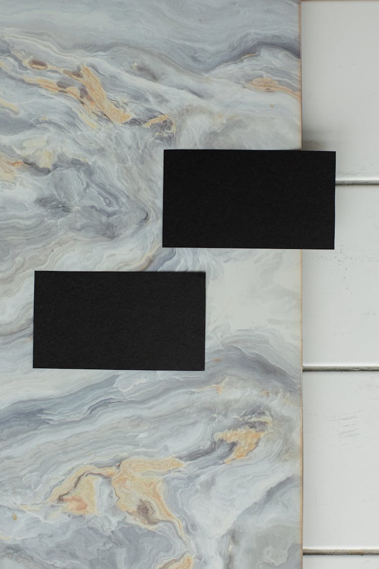 Blank Business Cards On Marble Surface