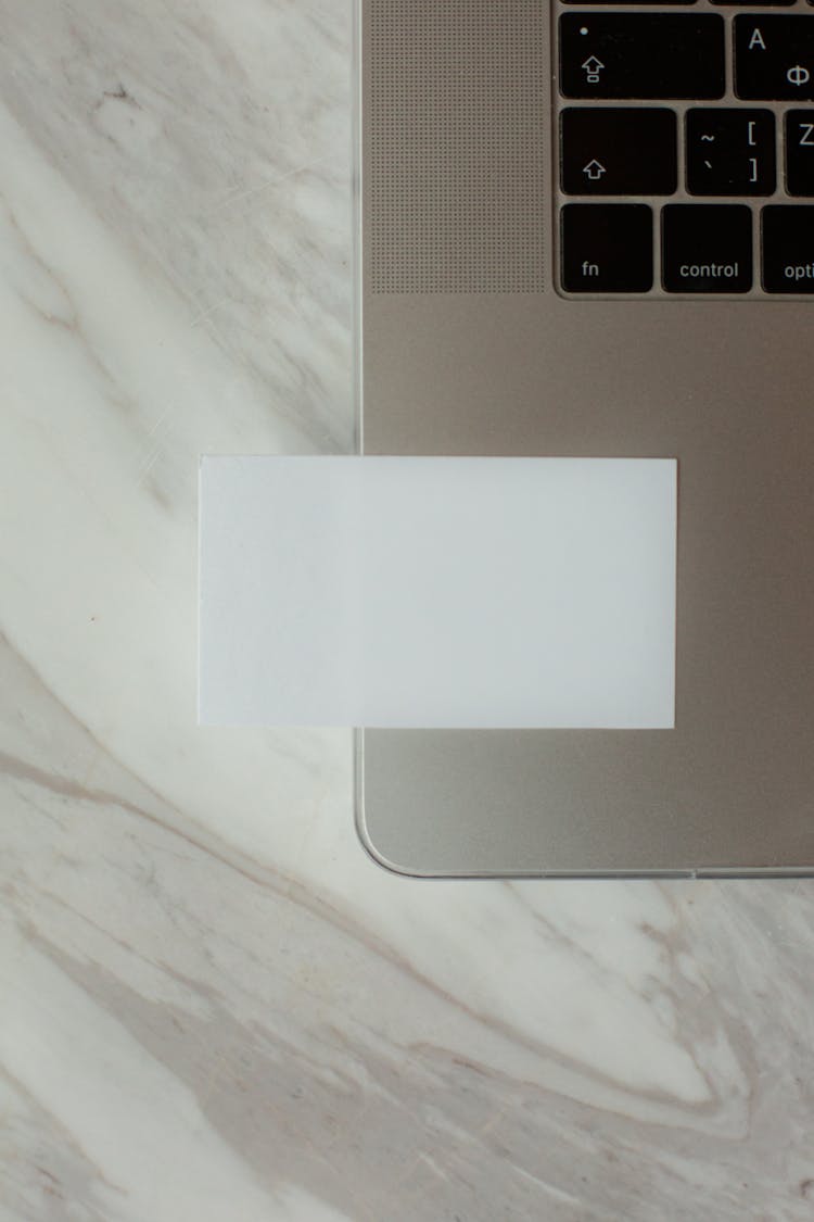 Laptop With Blank Business Card