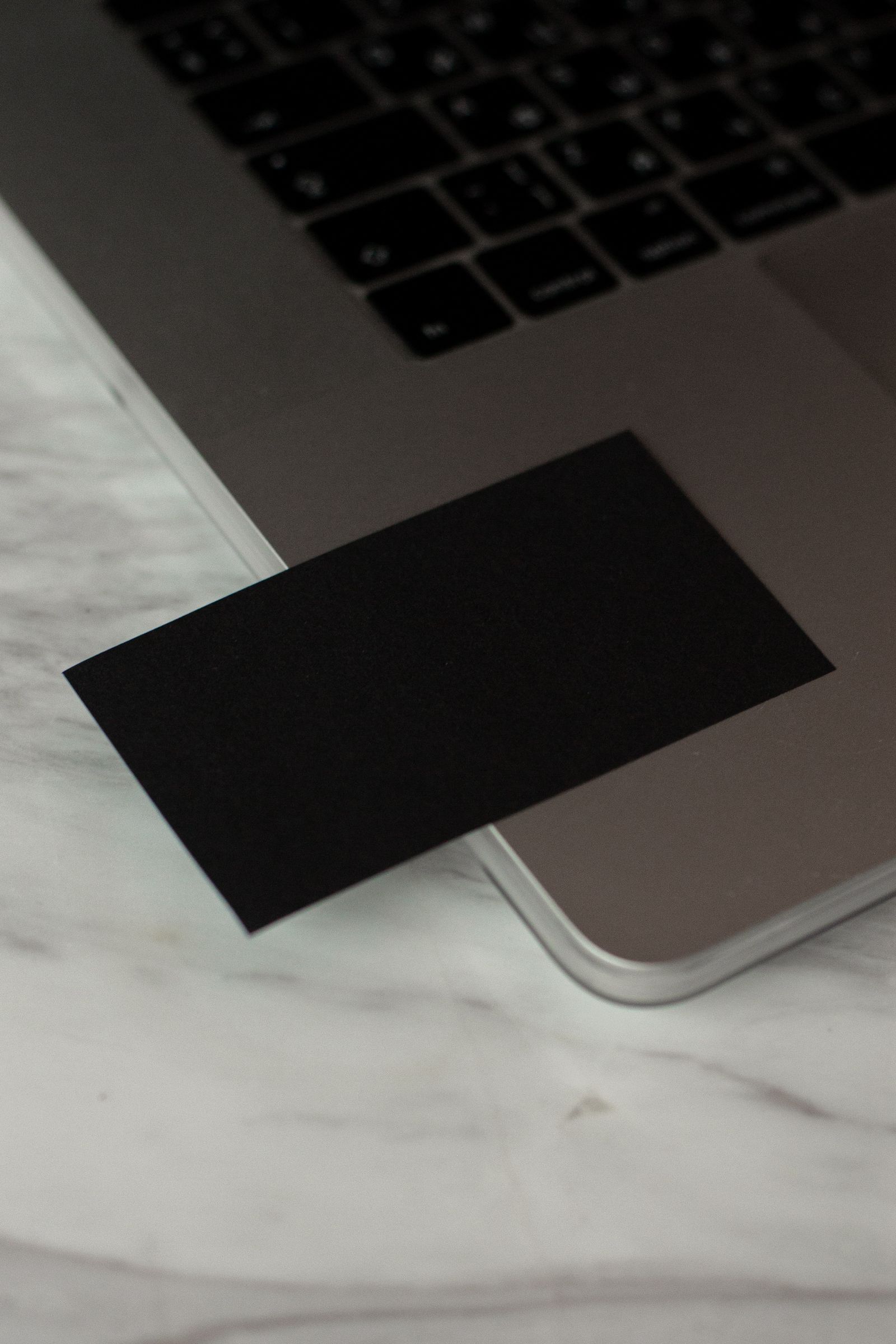 Business card mockup representing selection and use of a brand name
