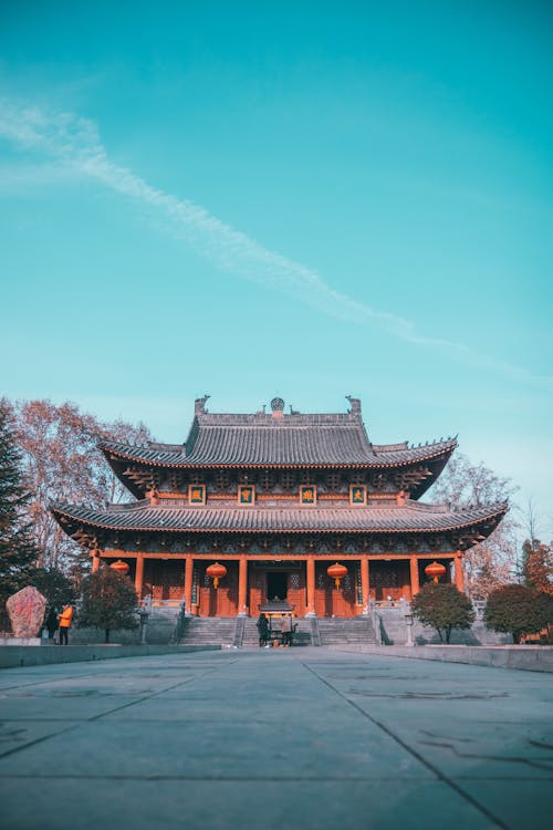 Traditional Pagoda Building against Blue Sky