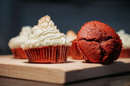 Close-Up Shot of Velvet Cupcakes