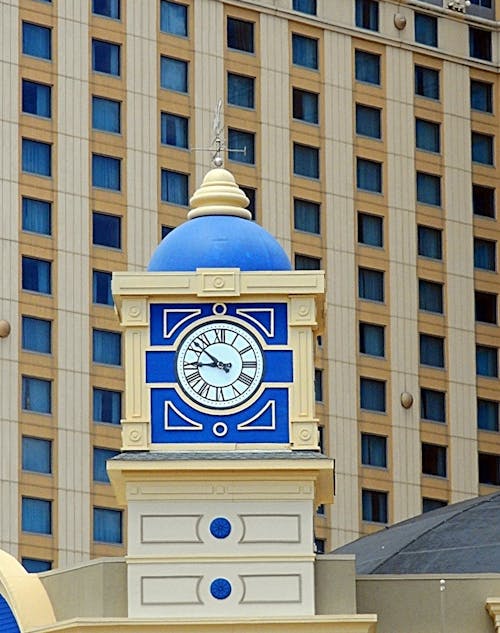 Free stock photo of clock tower, commercial buildings