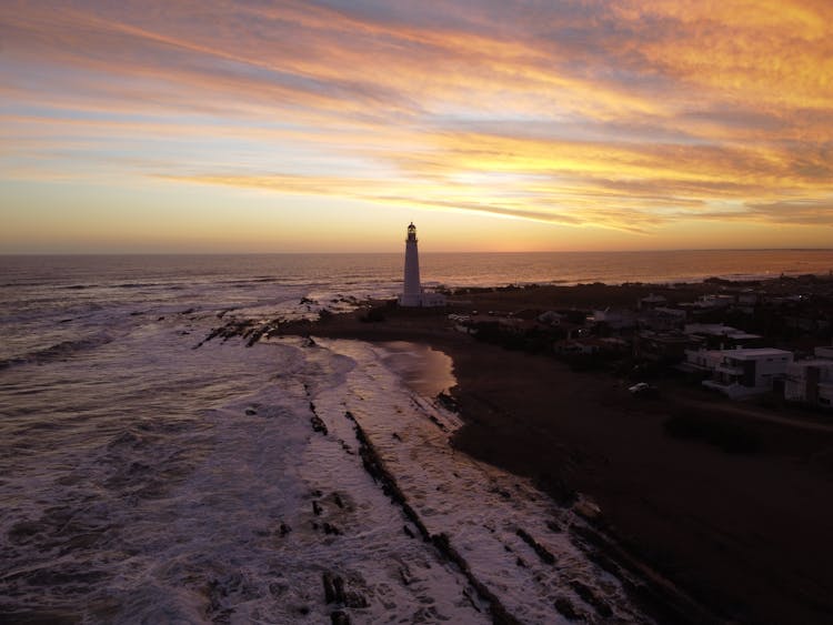 Aerial View Of Cabo Santa Maria Lighthouse In La Paloma, Rocah, Uruguay