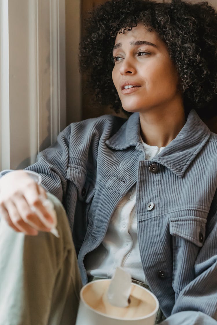 Suffering Black Woman Crying In Solitude