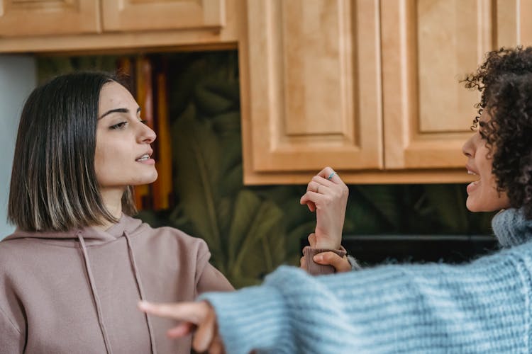 Multiethnic Women Scolding In Kitchen