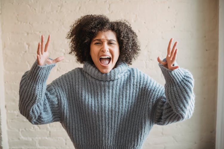 Angry Black Woman Screaming In Room