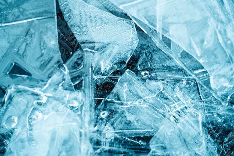 Frozen Ice Pieces In Cracks