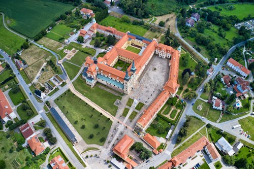 Aerial View of an Orange Building