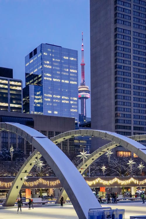 Free A Skating Rink with a Background of CN Tower in Toronto, Canada
 Stock Photo