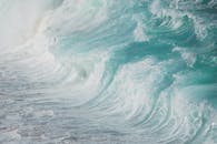 强烈海浪拍打海岸的特写镜头