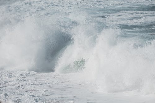 Foamy Sea Waves Hitting Coast