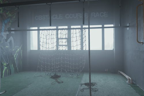 Obstacle Course in the Gym Near the Window