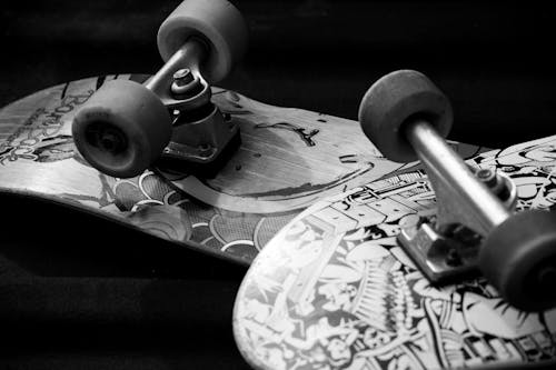 A Grayscale of Skateboards