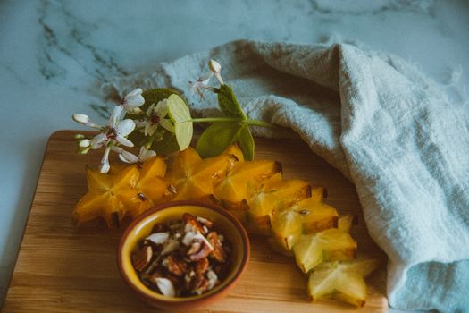 Carambola Fruit and Nuts in a Bowl 