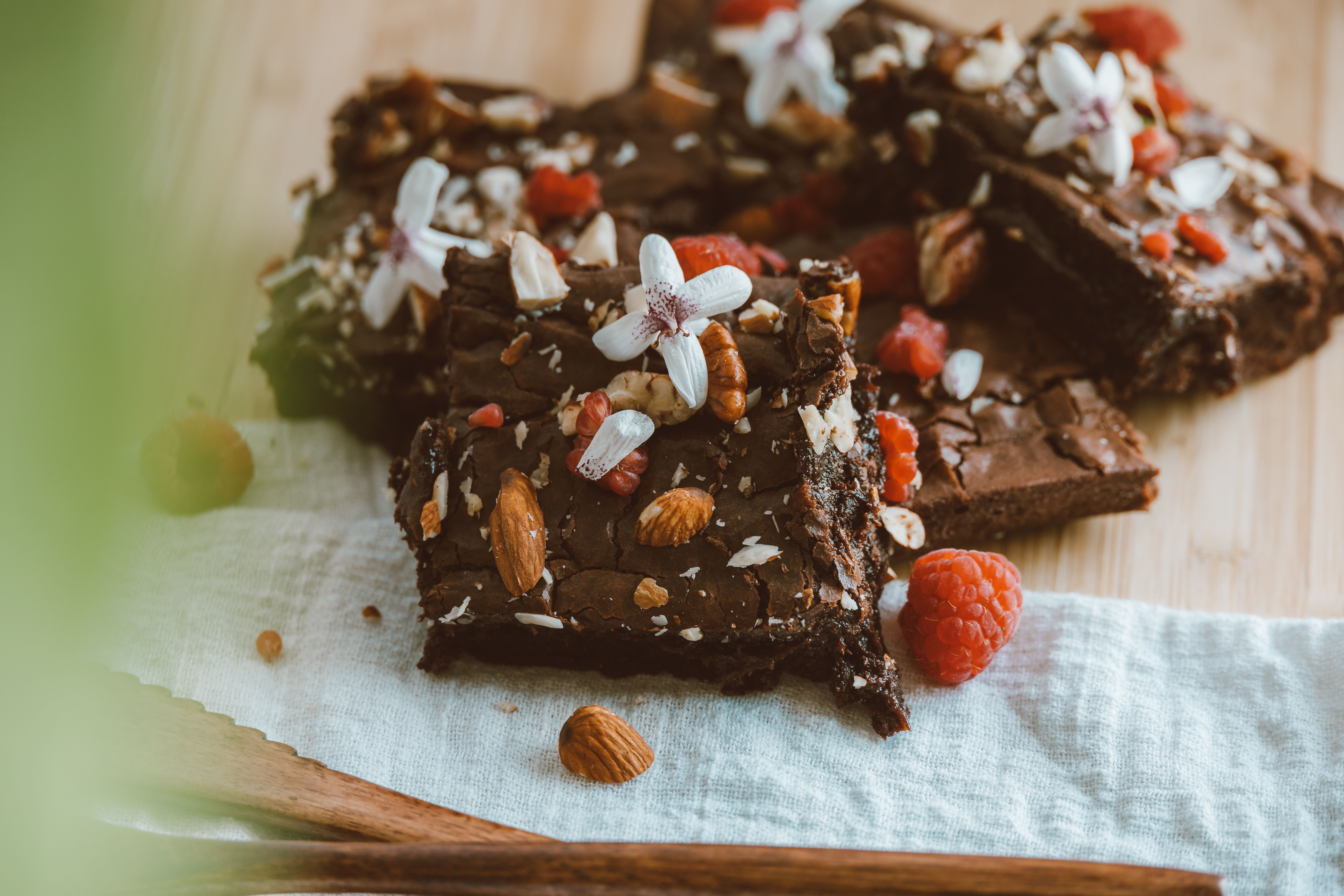 Toasted-Almond Brownies with Salted Caramel