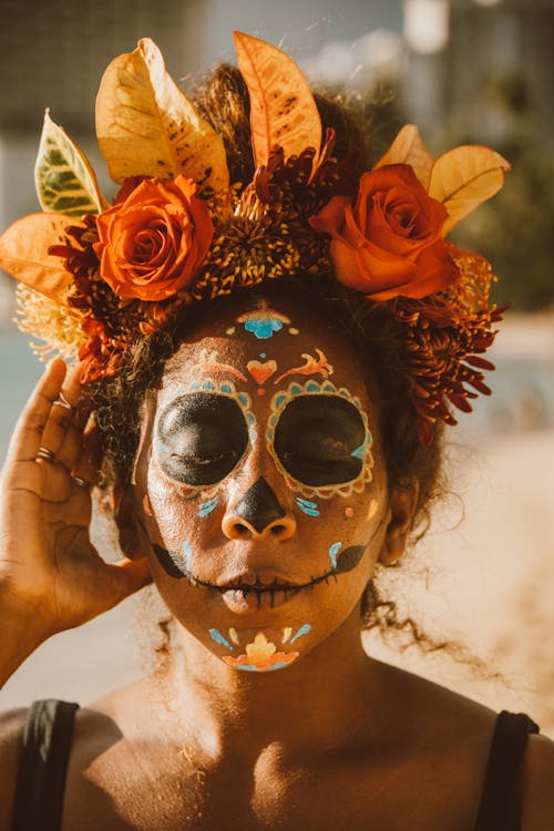 Free Close-Up Shot of a Woman with Face Paint Stock Photo